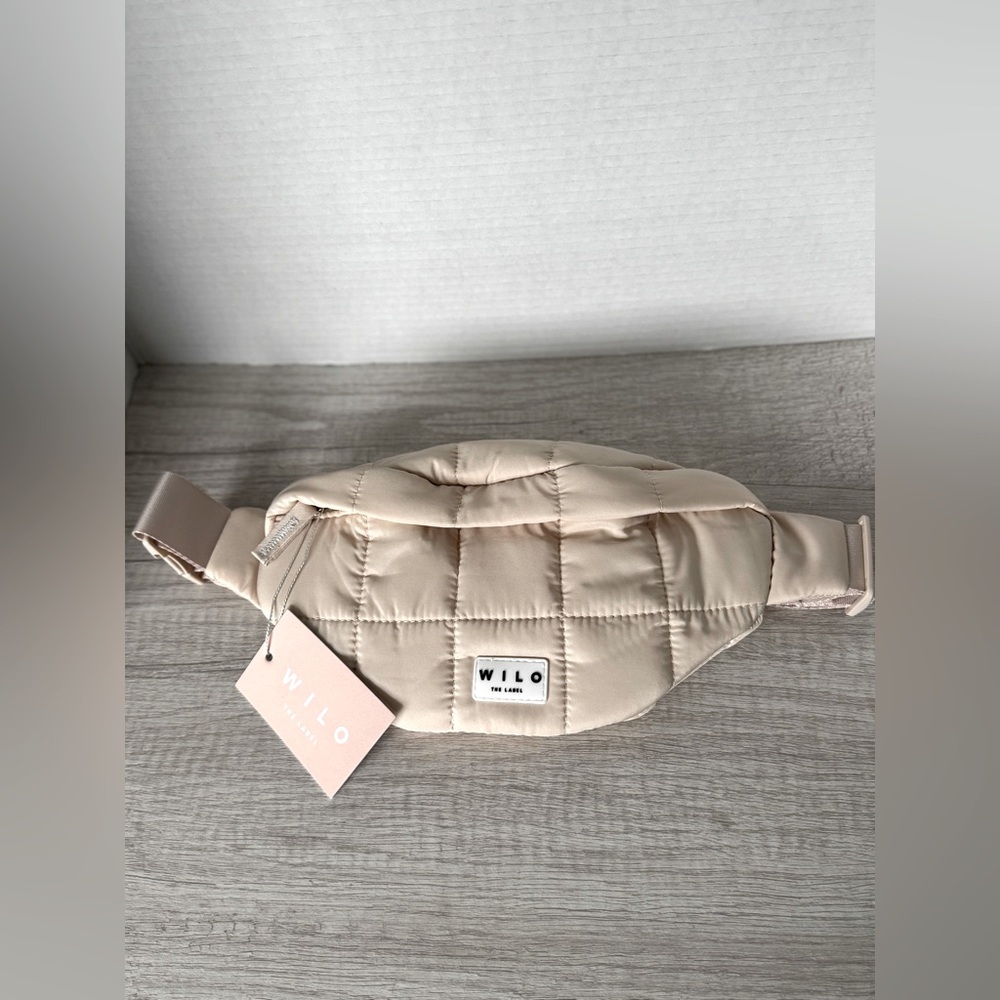 Wilo The Label Quilted Adjustable Waist Bag Color Clay Front Zip Enclosure